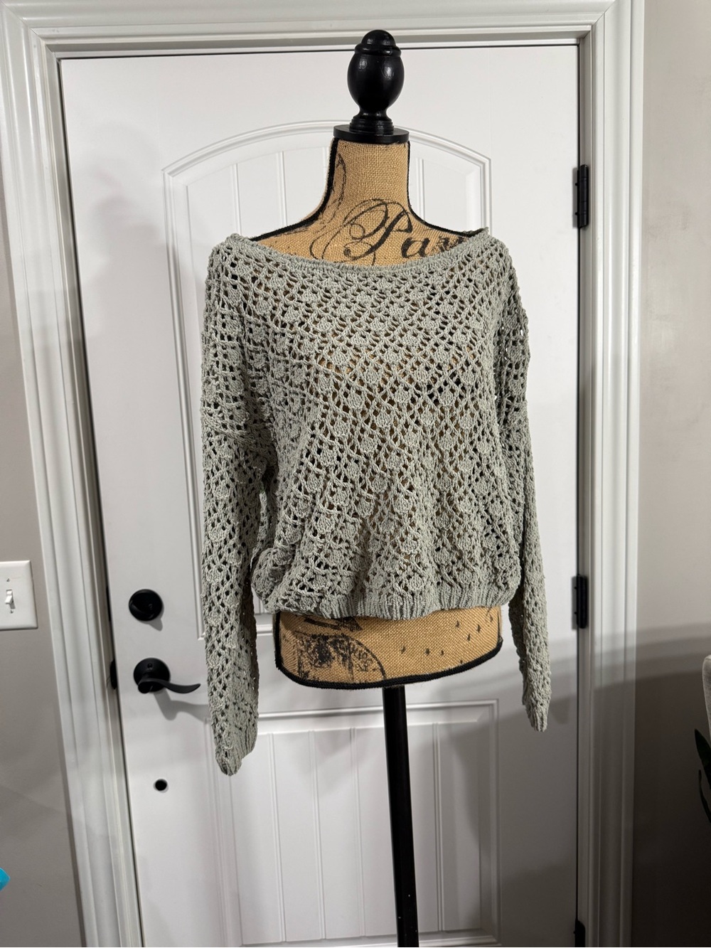 moon & madison Sage Open-Weave Off-the-Shoulder Sweater